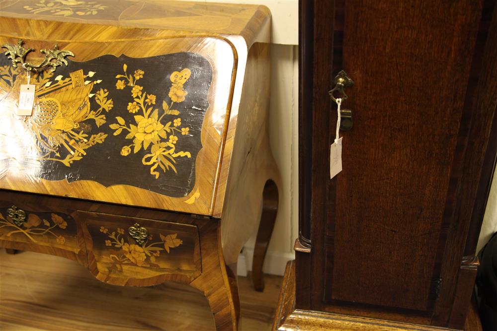 A German rococo marquetry bureau de dame, in the manner of the Spindle Brothers, W.3ft 2.5in.